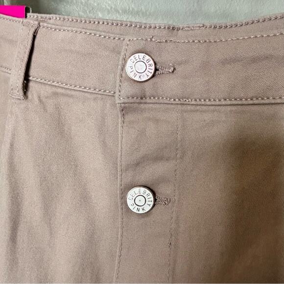 Celebrity‎ Pink Skirt A Line Mini Button Front Tan Size 9 NWT - Picture 3 of 6